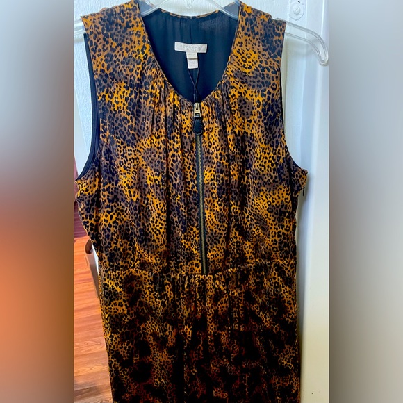 Burberry Brit leopard print silk front zip designer dress NWT - Picture 2 of 12